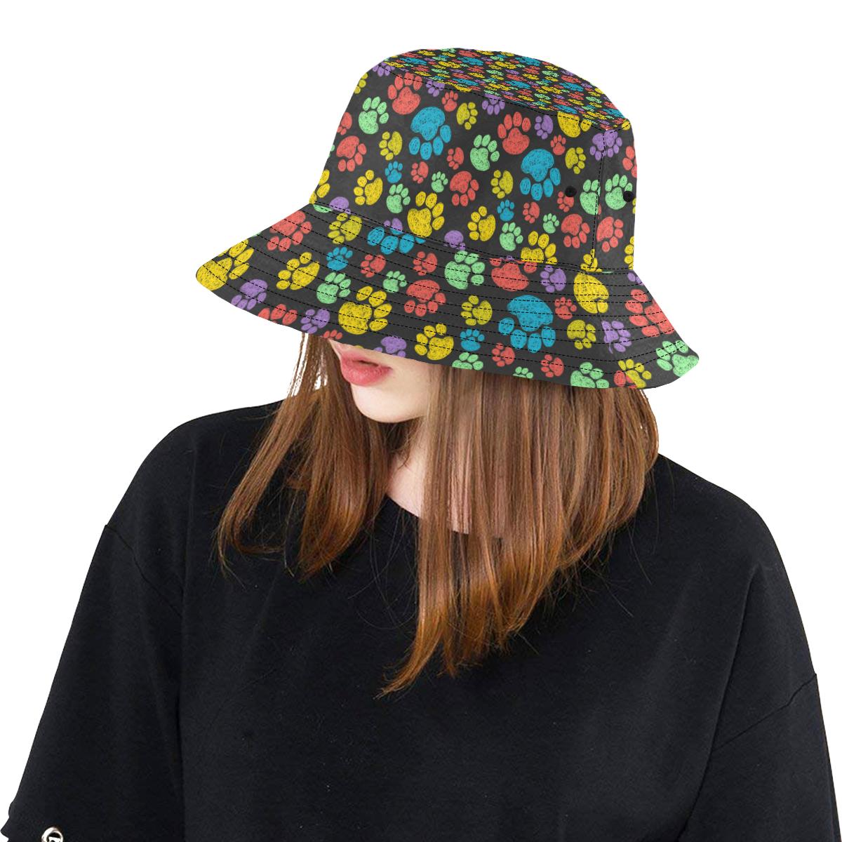 Paw Colorful Print Unisex Bucket Hat