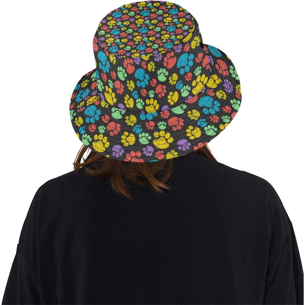 Paw Colorful Print Unisex Bucket Hat