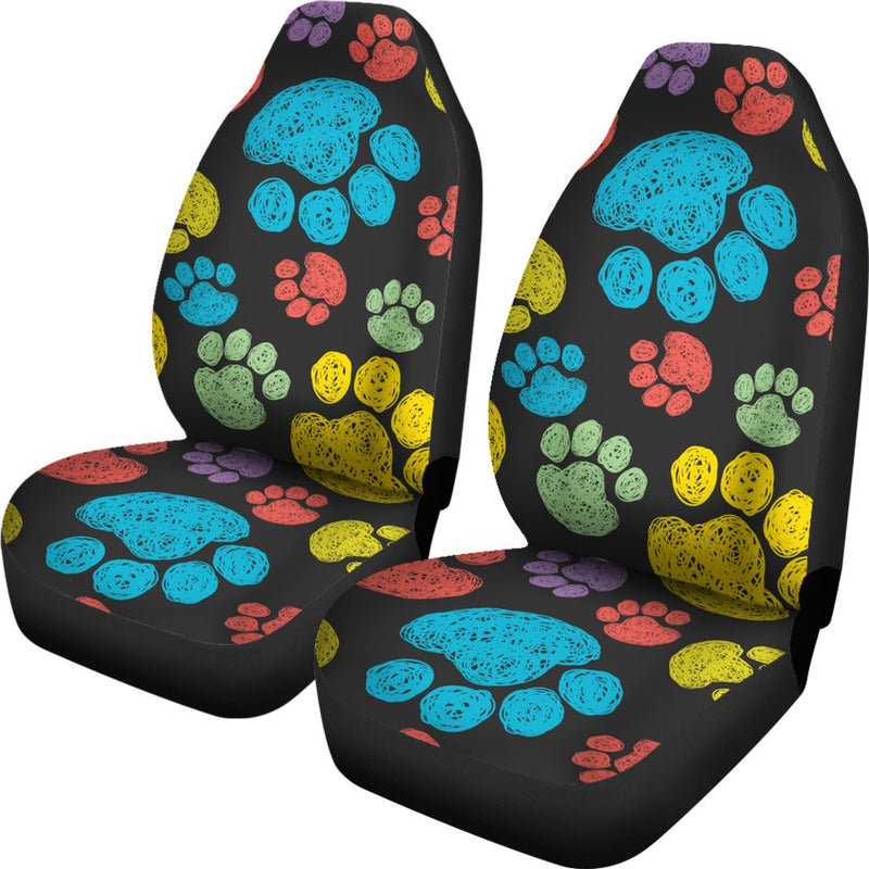 Paw Colorful Print Universal Fit Car Seat Covers