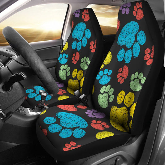 Paw Colorful Print Universal Fit Car Seat Covers