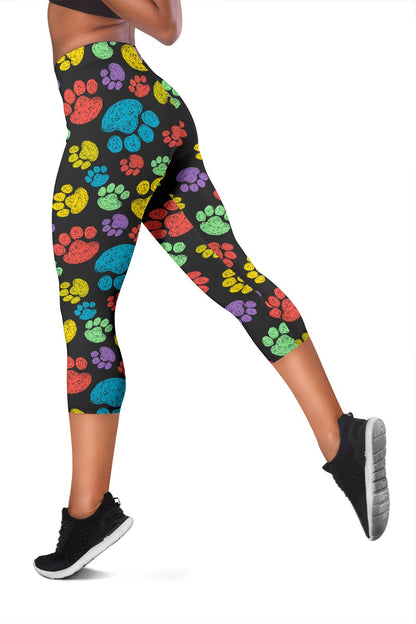 Paw Colorful Print Women Capris