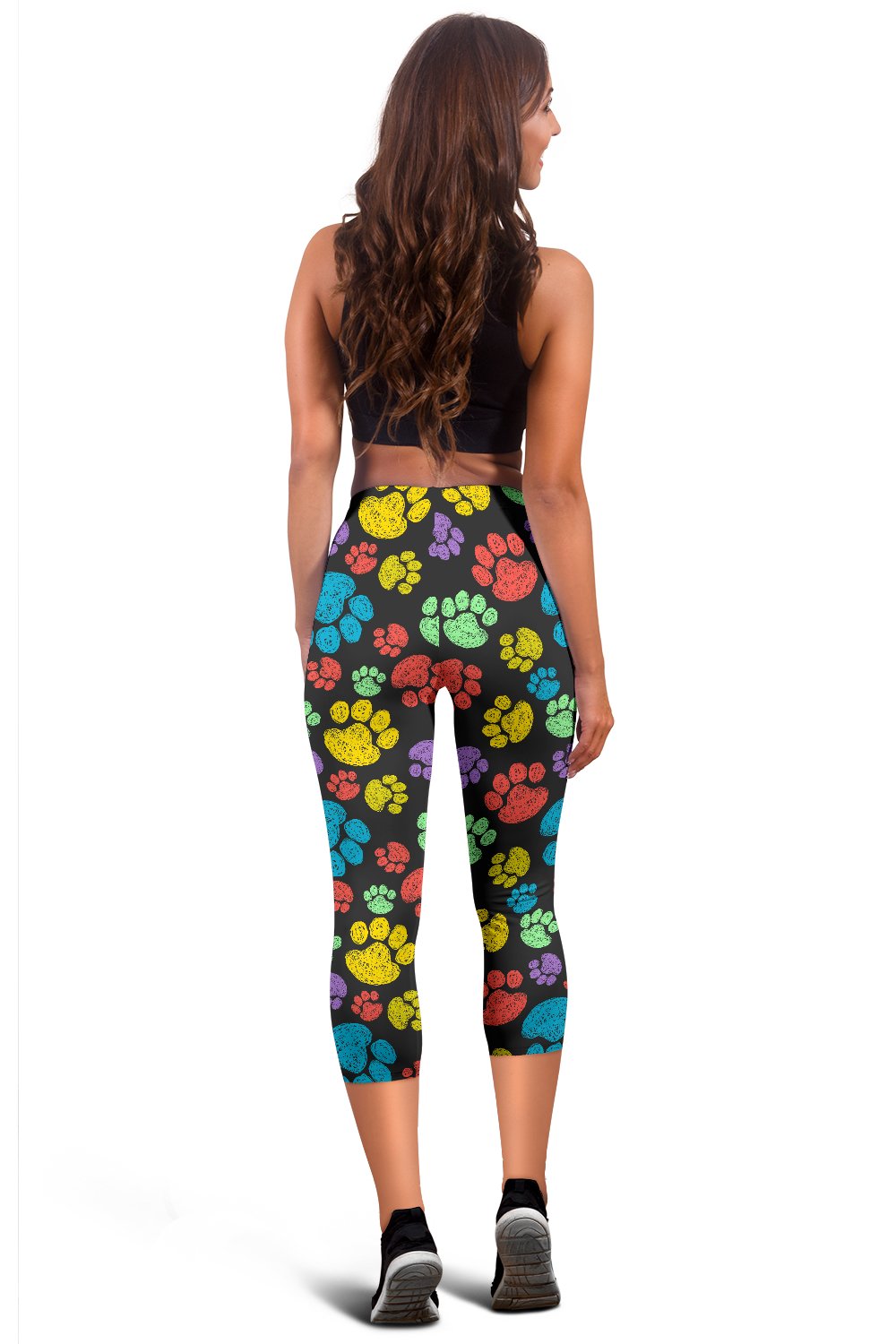 Paw Colorful Print Women Capris