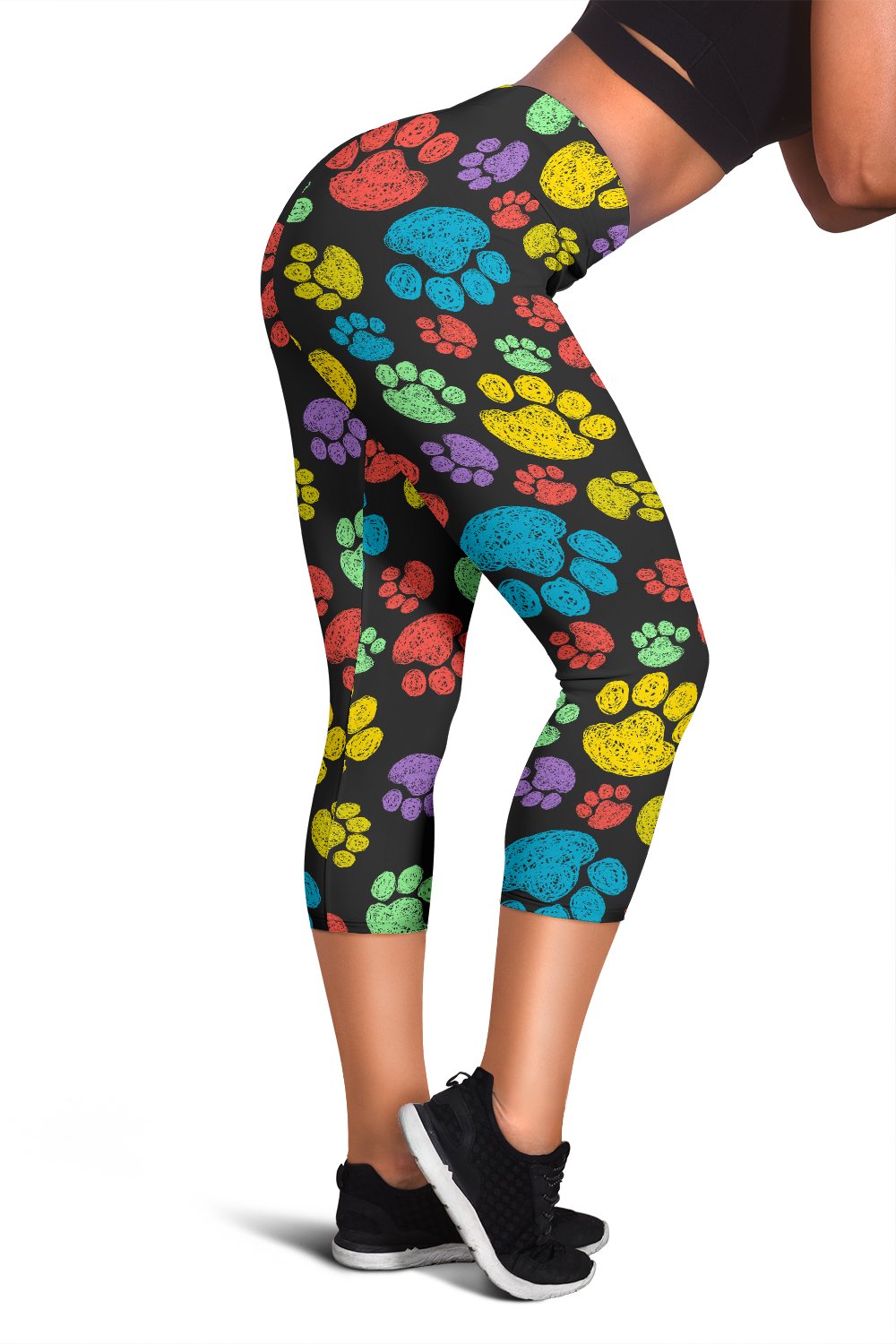 Paw Colorful Print Women Capris