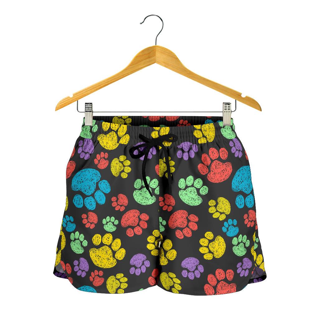 Paw Colorful Print Women Shorts-JTAMIGO.COM