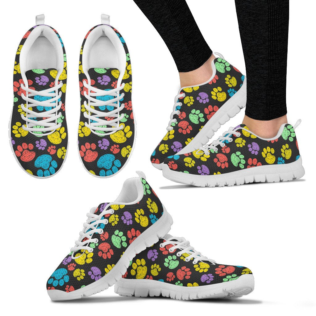 Paw Colorful Print Women Sneakers Shoes