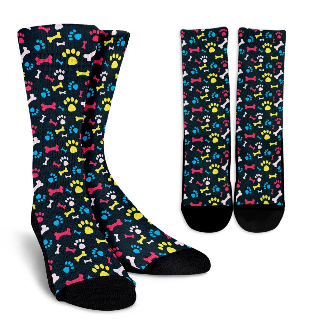 Paw Design Print Crew Socks