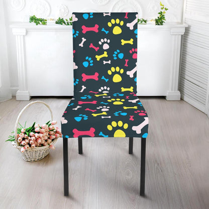 Paw Design Print Dining Chair Slipcover-JTAMIGO.COM
