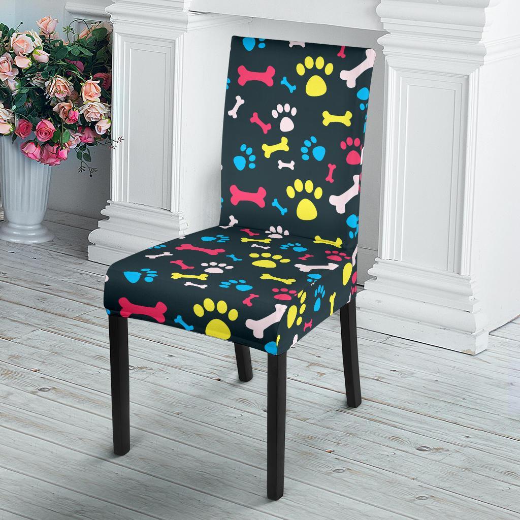 Paw Design Print Dining Chair Slipcover-JTAMIGO.COM