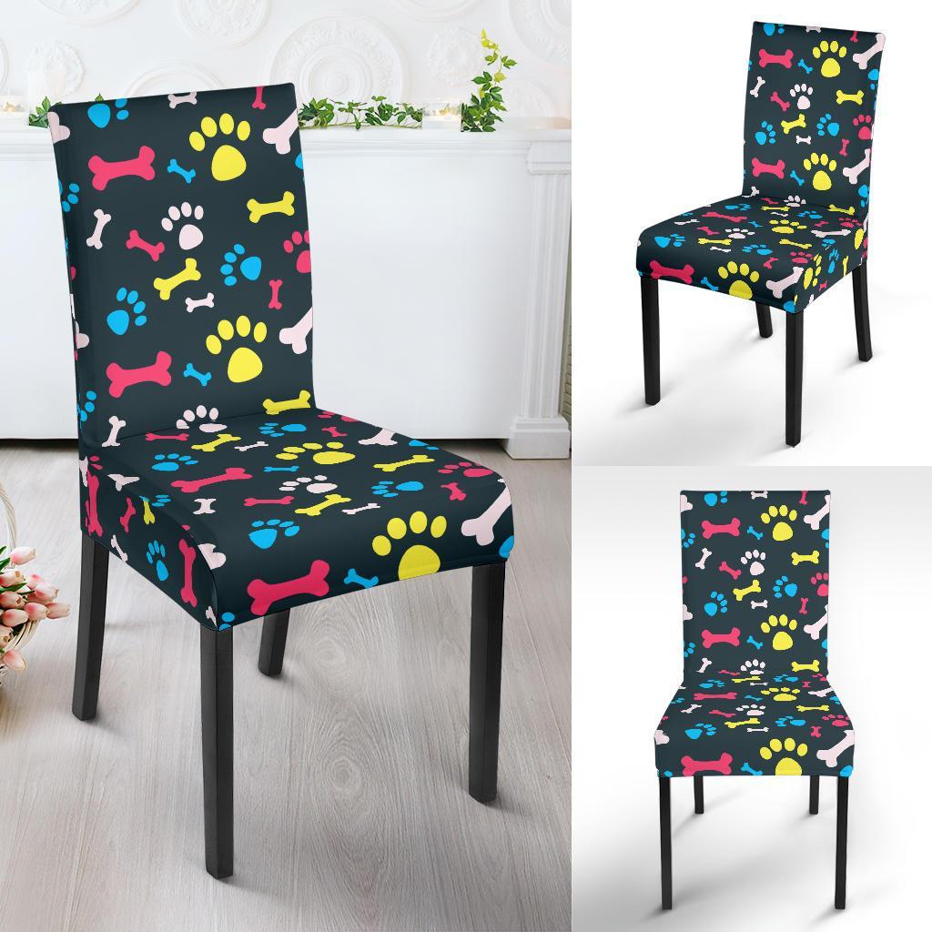 Paw Design Print Dining Chair Slipcover-JTAMIGO.COM