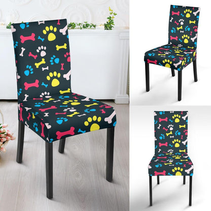 Paw Design Print Dining Chair Slipcover-JTAMIGO.COM