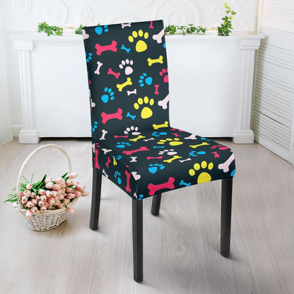 Paw Design Print Dining Chair Slipcover-JTAMIGO.COM