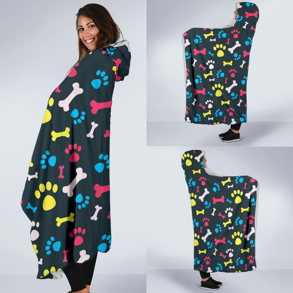 Paw Design Print Hooded Blanket-JTAMIGO.COM