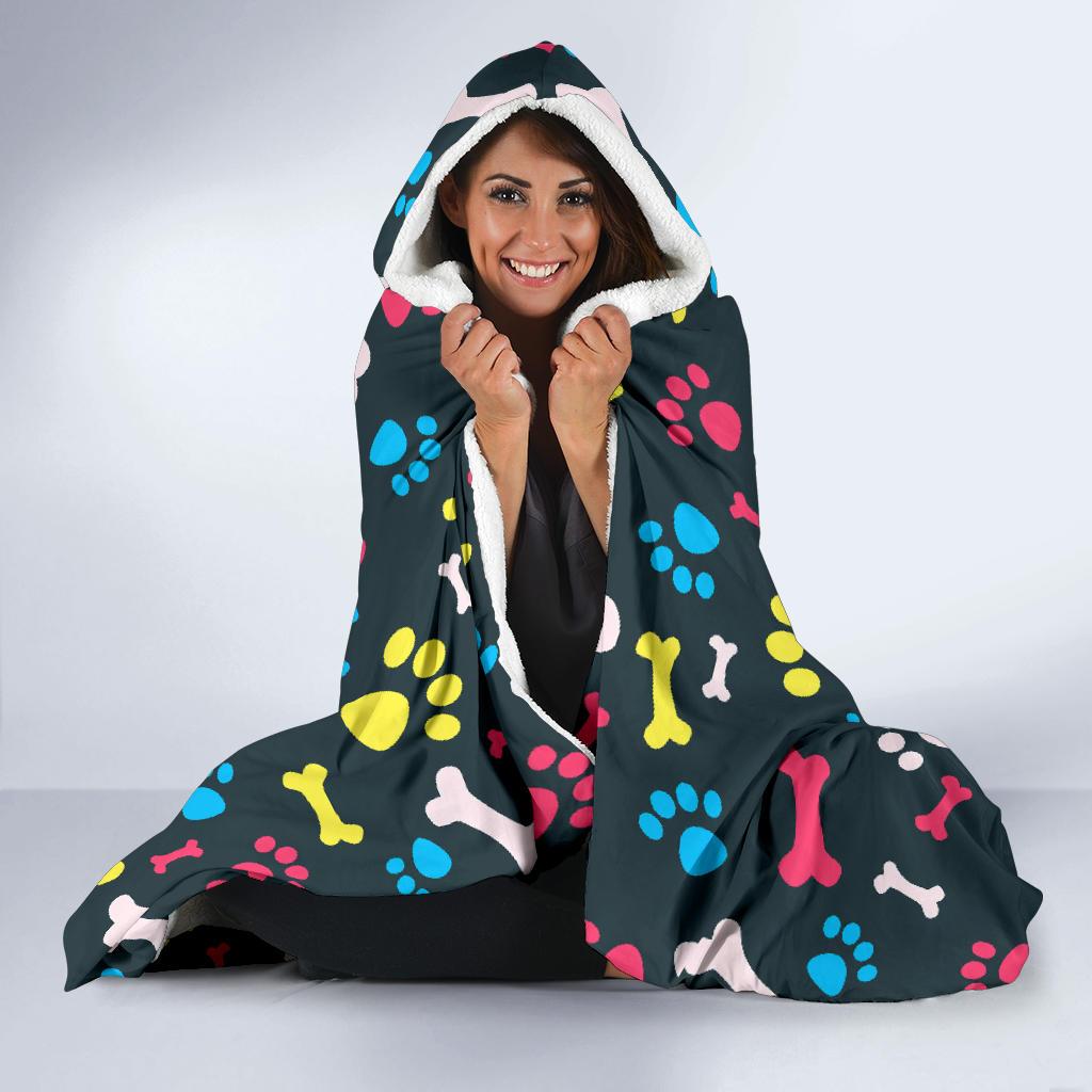 Paw Design Print Hooded Blanket-JTAMIGO.COM