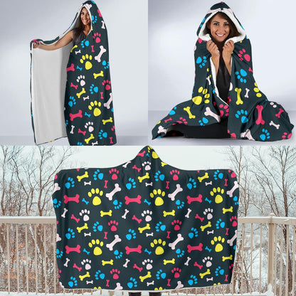 Paw Design Print Hooded Blanket-JTAMIGO.COM
