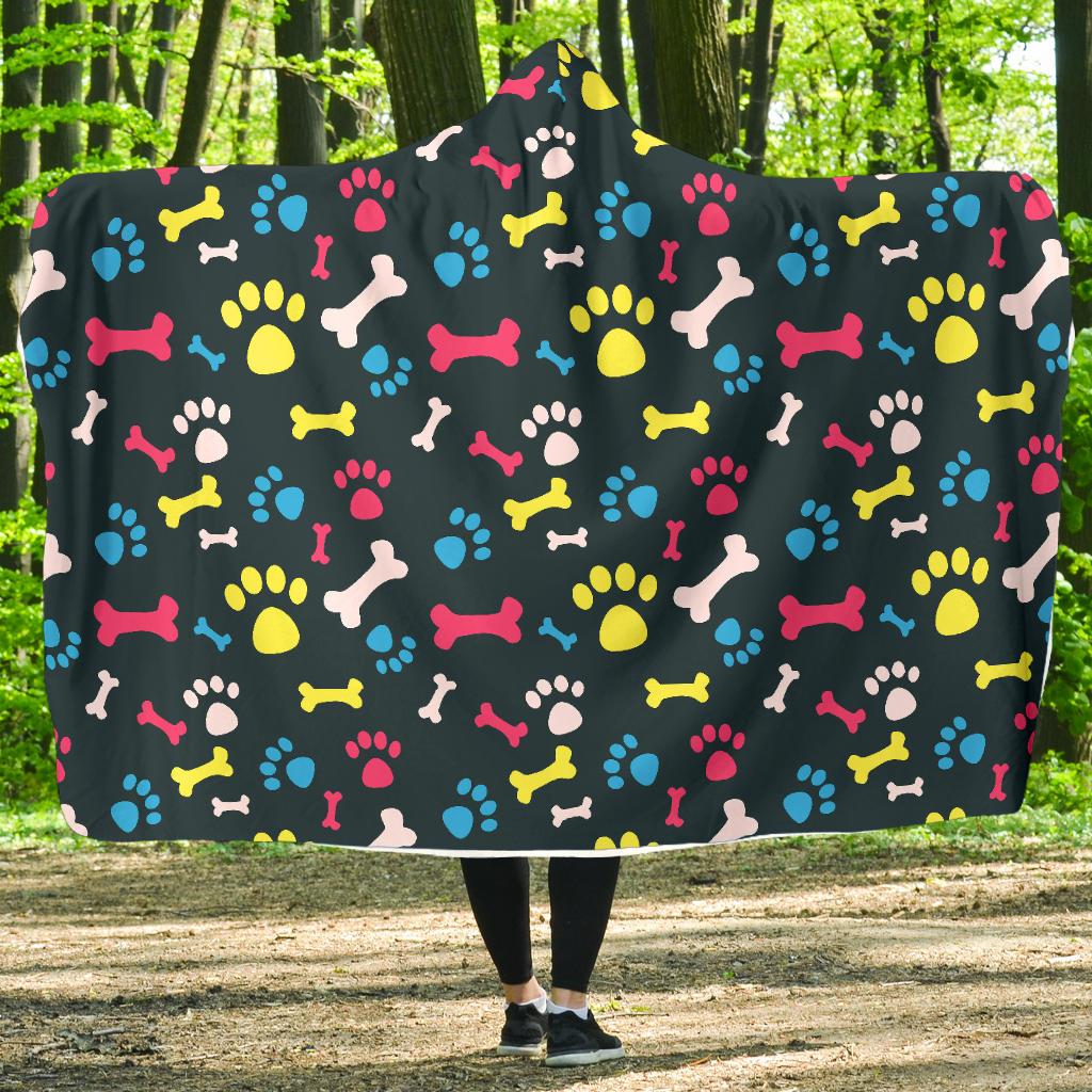 Paw Design Print Hooded Blanket-JTAMIGO.COM