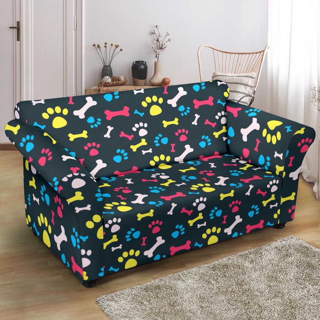 Paw Design Print Loveseat Slipcover-JTAMIGO.COM