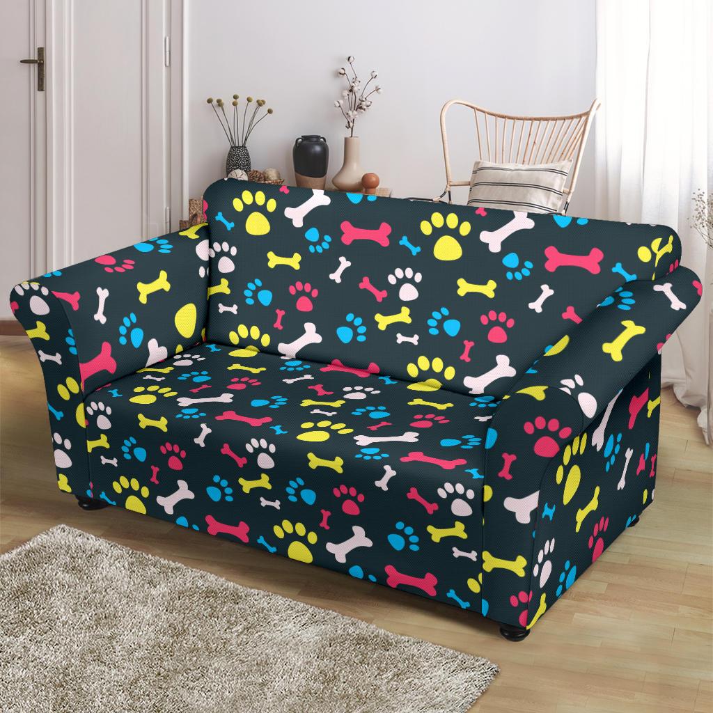 Paw Design Print Loveseat Slipcover-JTAMIGO.COM