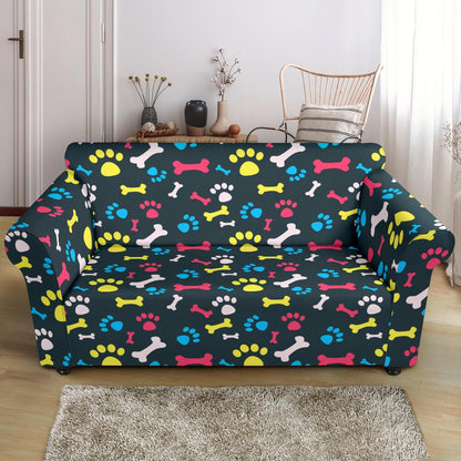Paw Design Print Loveseat Slipcover-JTAMIGO.COM