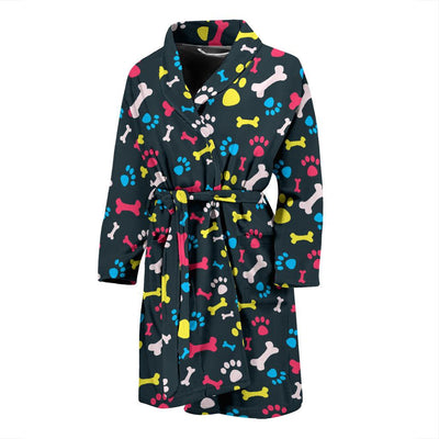 Paw Design Print Men Bath Robe-JTAMIGO.COM