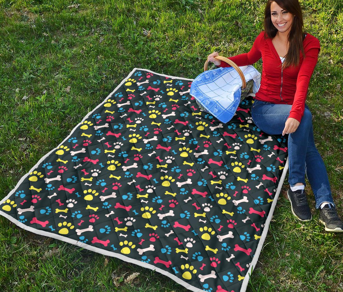 Paw Design Print Premium Quilt-JTAMIGO.COM