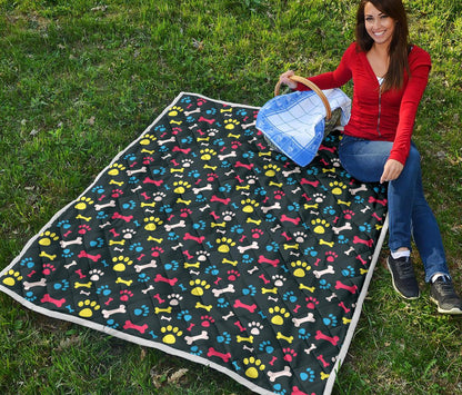 Paw Design Print Premium Quilt-JTAMIGO.COM