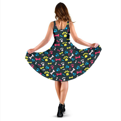 Paw Design Print Sleeveless Dress