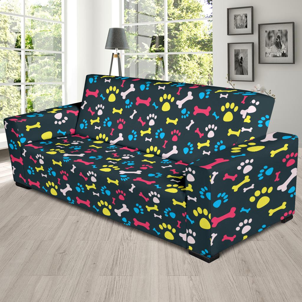 Paw Design Print Sofa Slipcover-JTAMIGO.COM
