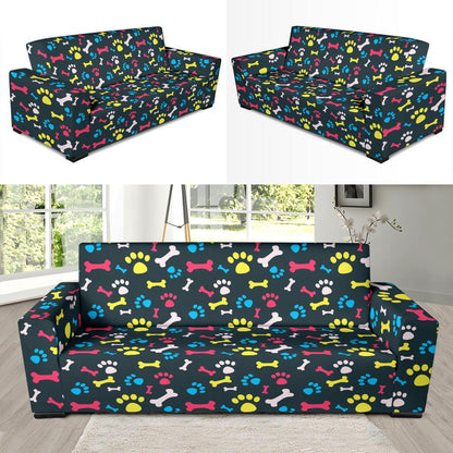 Paw Design Print Sofa Slipcover-JTAMIGO.COM