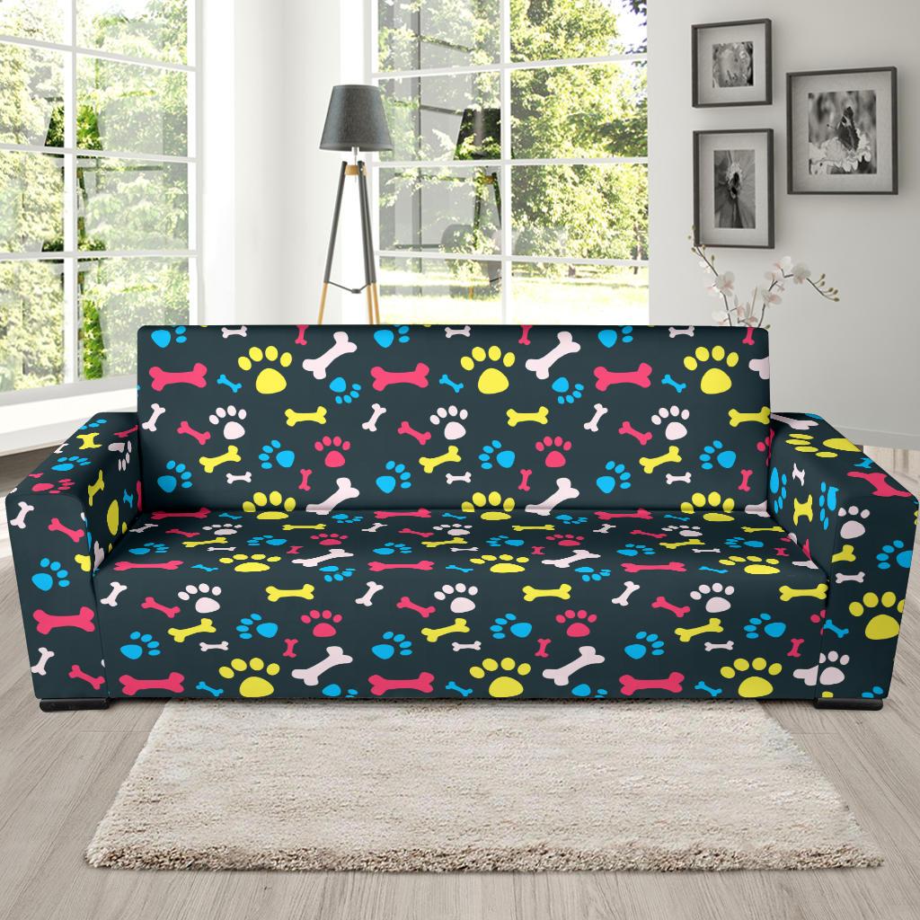 Paw Design Print Sofa Slipcover-JTAMIGO.COM