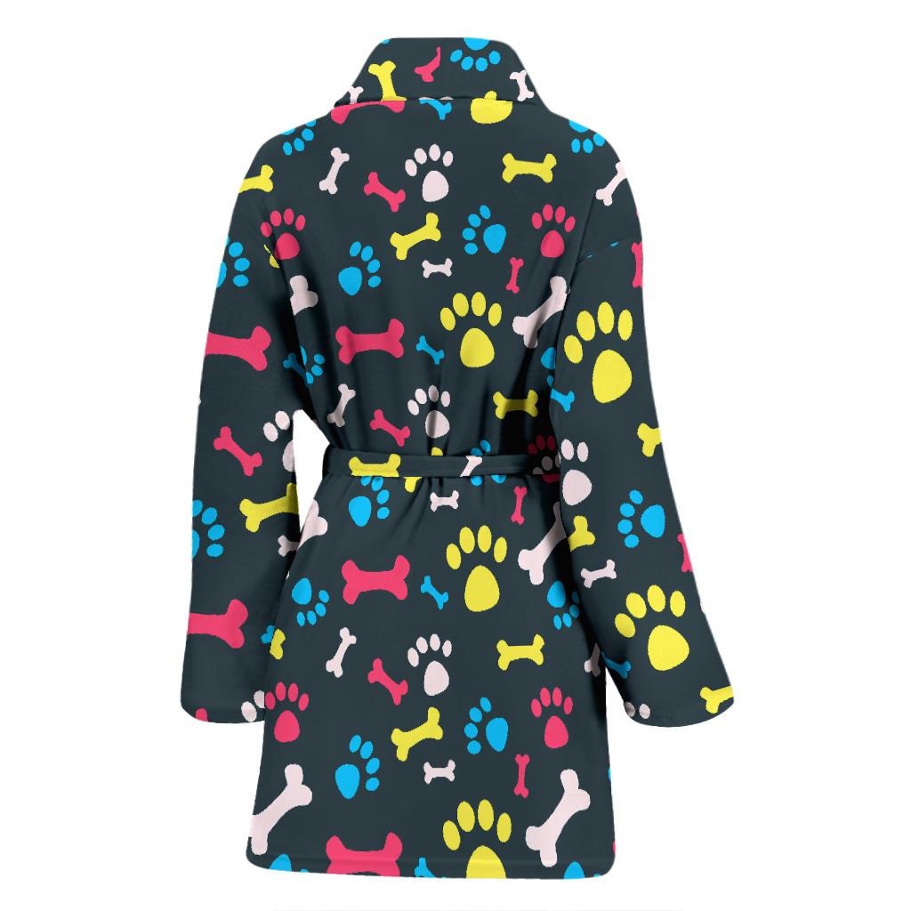 Paw Design Print Women Bath Robe-JTAMIGO.COM