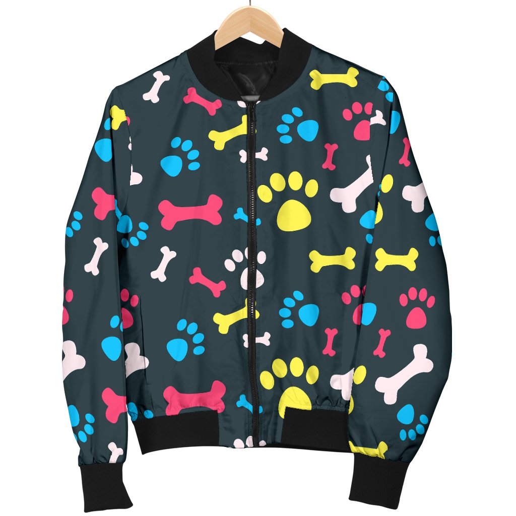 Paw Design Print Women Casual Bomber Jacket