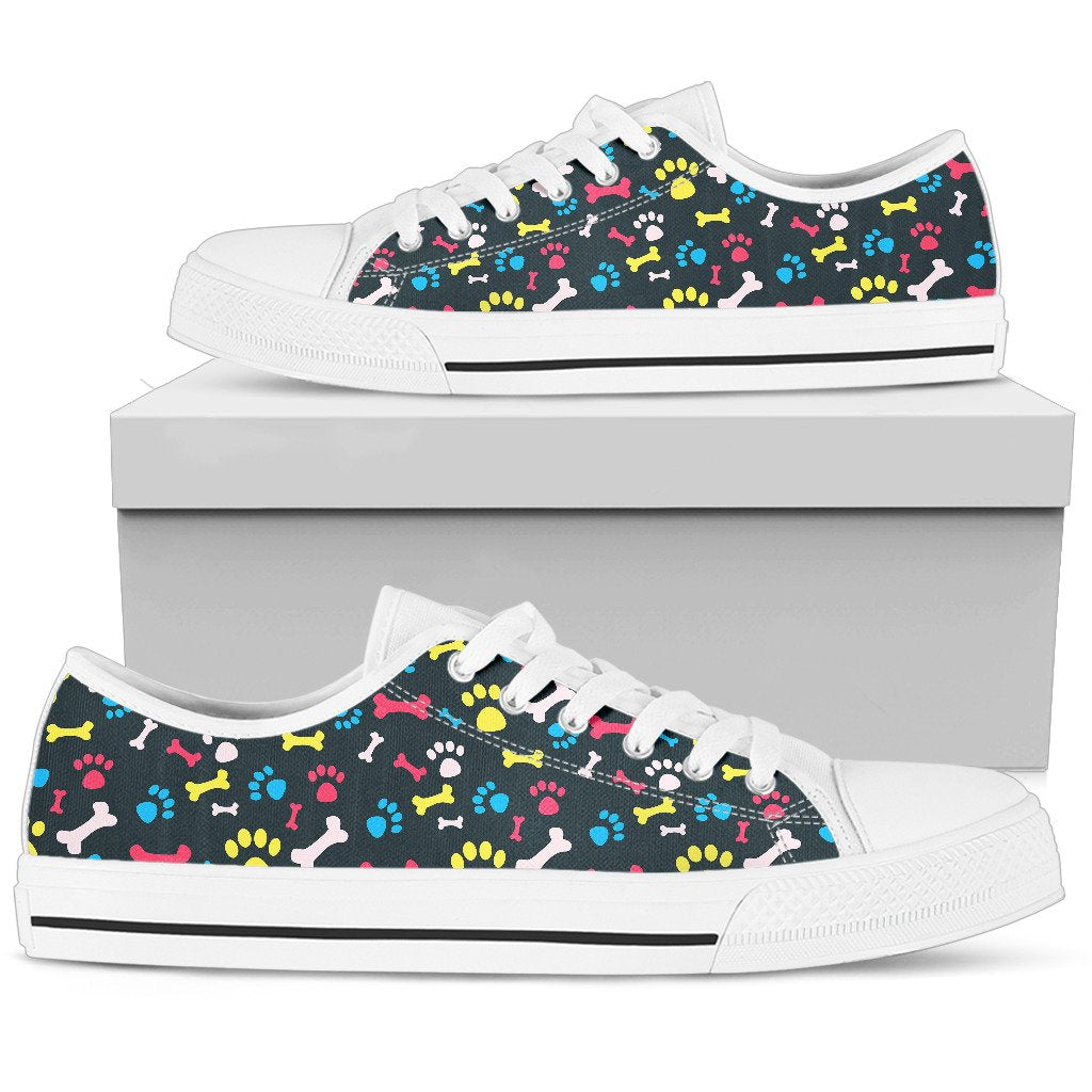Paw Design Print Women Low Top Shoes-JTAMIGO.COM
