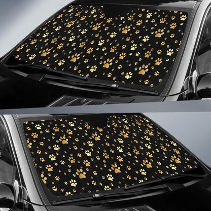 Paw Gold Print Car Sun Shade For Windshield