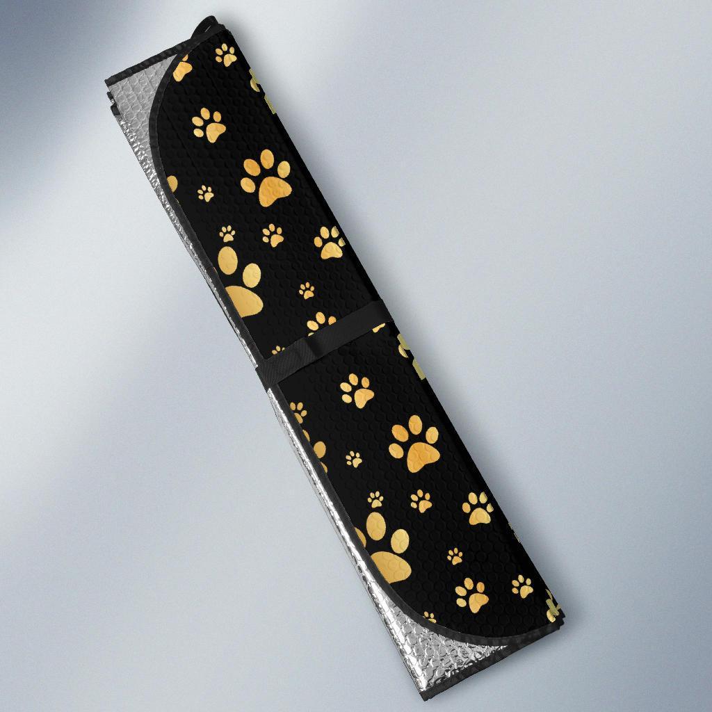 Paw Gold Print Car Sun Shade For Windshield