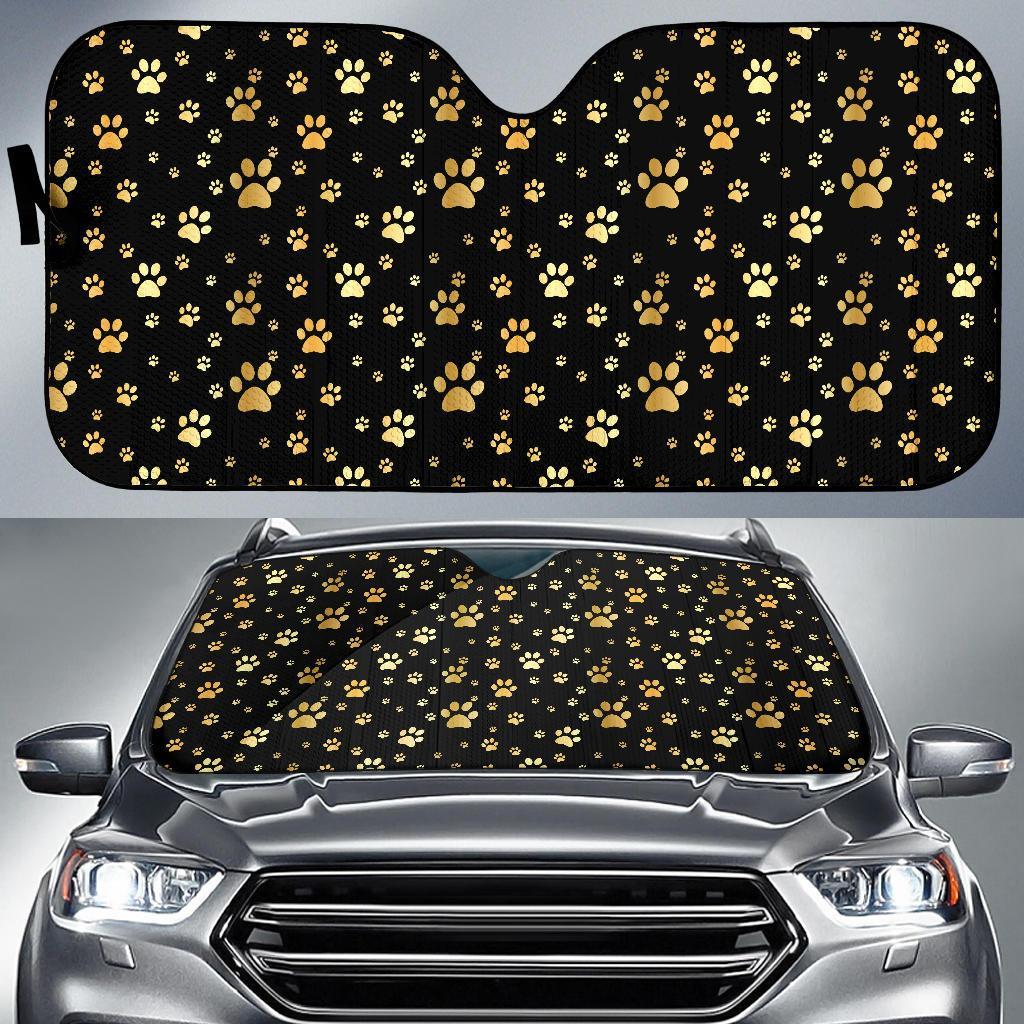 Paw Gold Print Car Sun Shade For Windshield