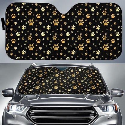 Paw Gold Print Car Sun Shade For Windshield