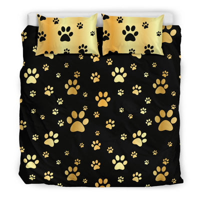 Paw Gold Print Duvet Cover Bedding Set