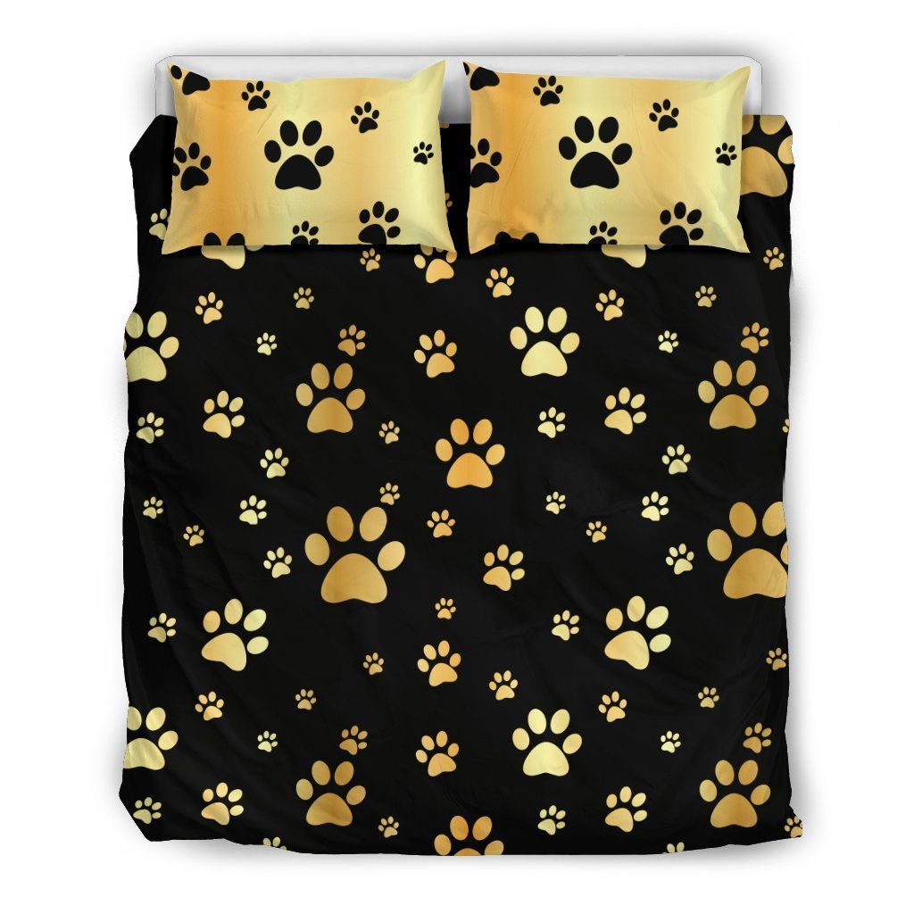 Paw Gold Print Duvet Cover Bedding Set
