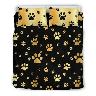 Paw Gold Print Duvet Cover Bedding Set