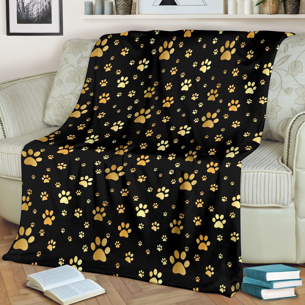 Paw Gold Print Fleece Blanket