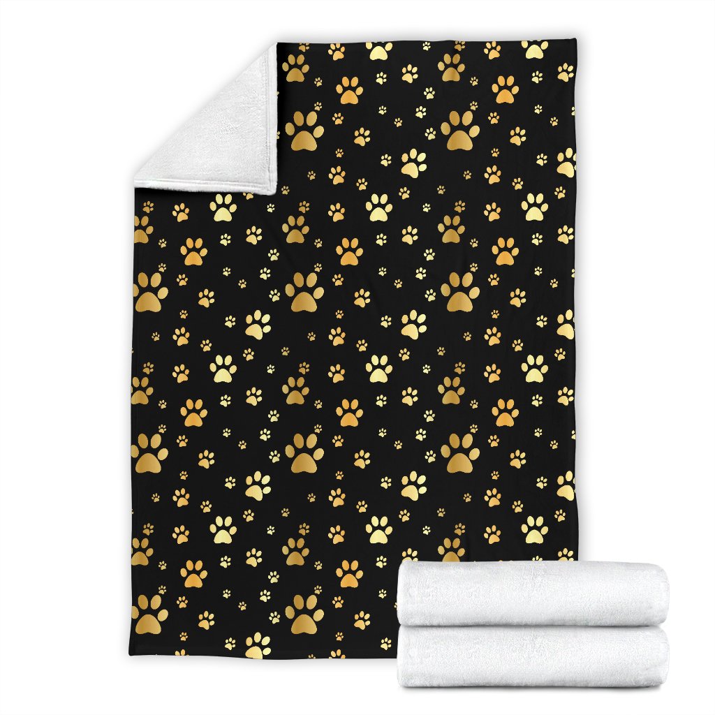 Paw Gold Print Fleece Blanket