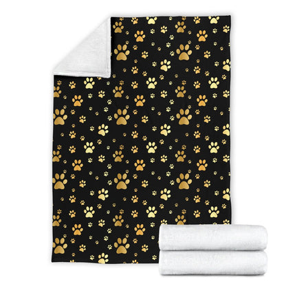 Paw Gold Print Fleece Blanket