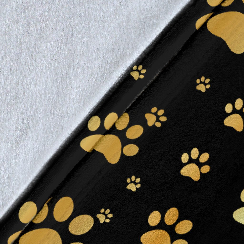 Paw Gold Print Fleece Blanket