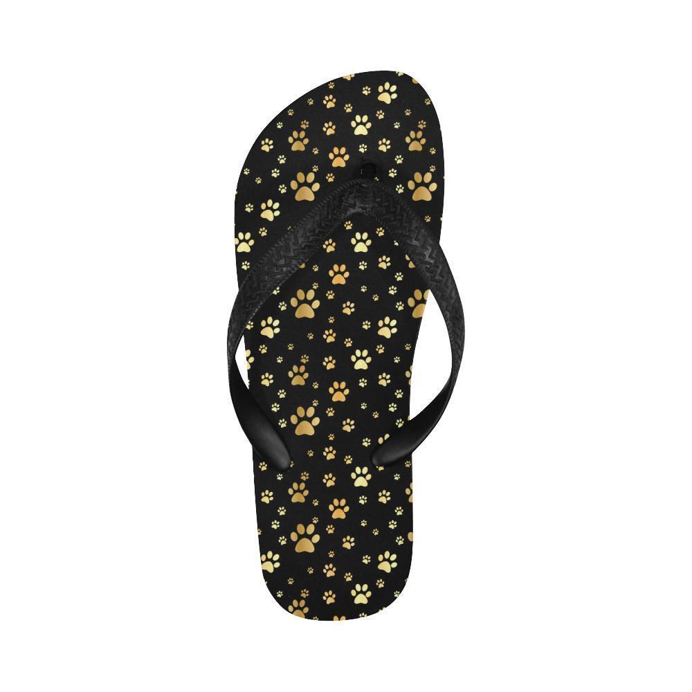 Paw Gold Print Flip Flops-JTAMIGO.COM