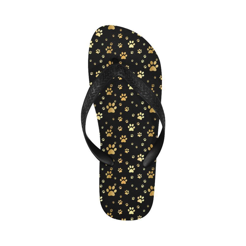 Paw Gold Print Flip Flops-JTAMIGO.COM