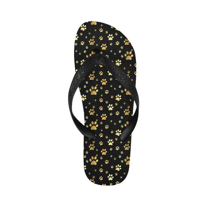 Paw Gold Print Flip Flops-JTAMIGO.COM