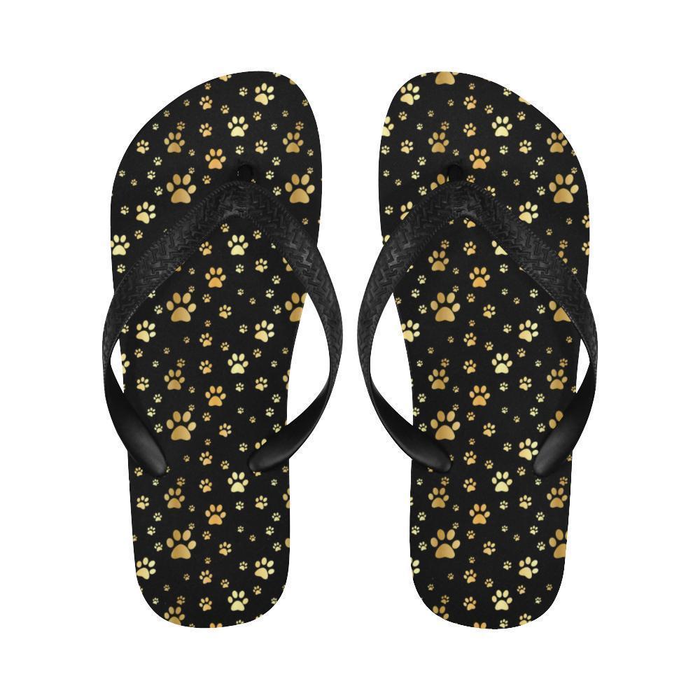 Paw Gold Print Flip Flops-JTAMIGO.COM