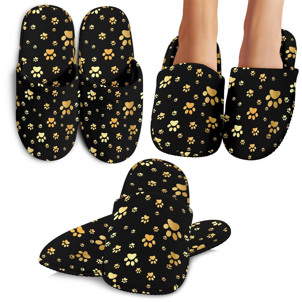 Paw Gold Print House Slippers