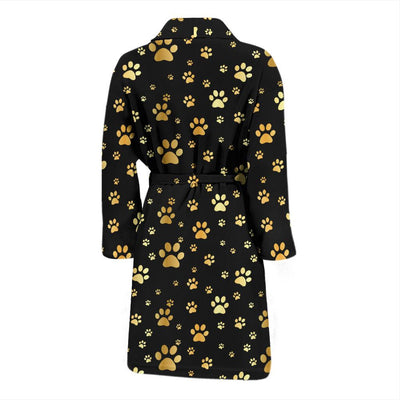 Paw Gold Print Men Bath Robe-JTAMIGO.COM