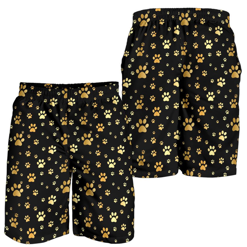 Paw Gold Print Mens Shorts-JTAMIGO.COM